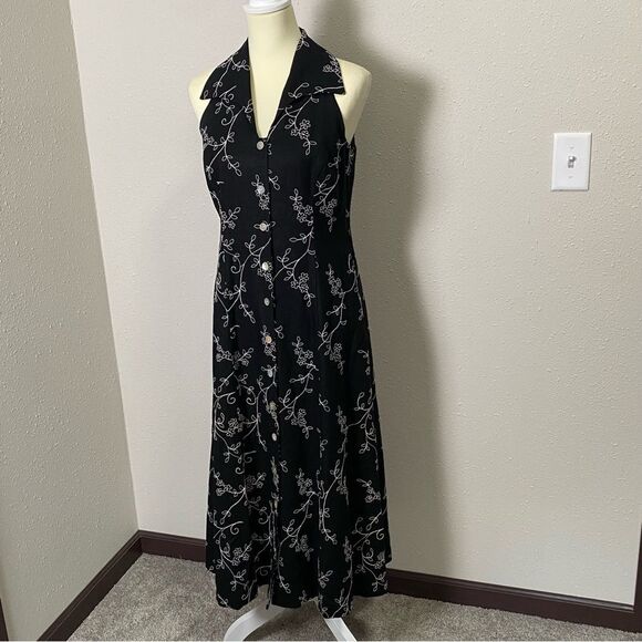 Vintage Coldwater Creek Linen/Cotton Blend Button Front Midi Dress Women Size P6 - Picture 11 of 15